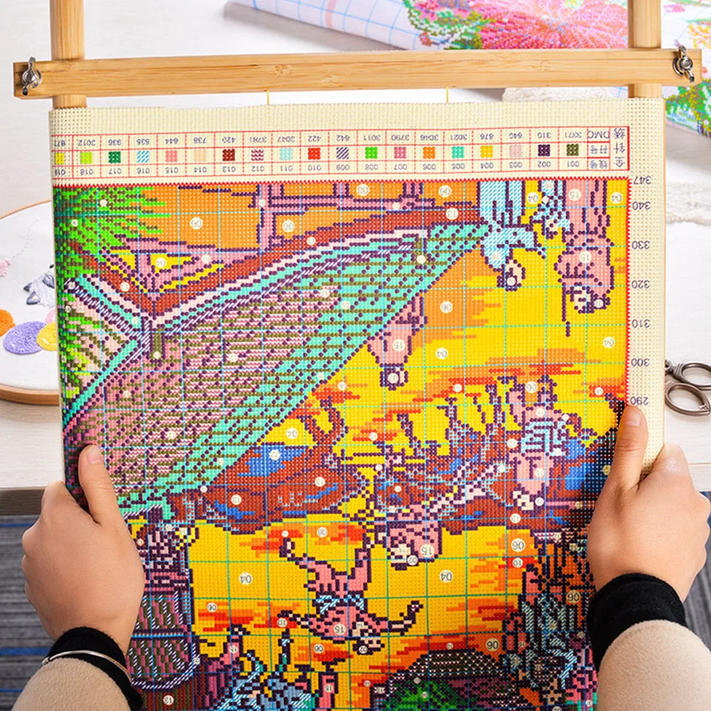 

1Set Durable Embroidery Tool Holder Wooden Cross Stitch Stand Compact Design Suitable Various Needlework Crafts Accessories