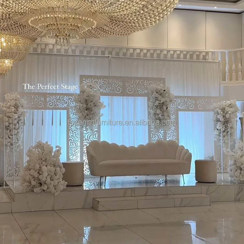 

White acrylic floral background wall wedding