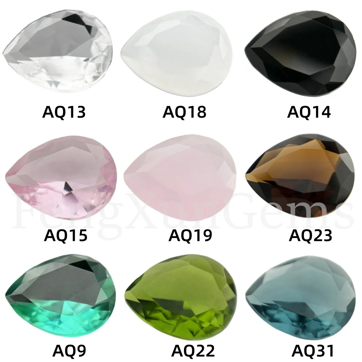 AAAAA Glass Synthetic Gems Multicolour 2x3~10x14mm Pear Shape Loose Stone  9 Color   For Jewelry DIY Stone Free Shipping