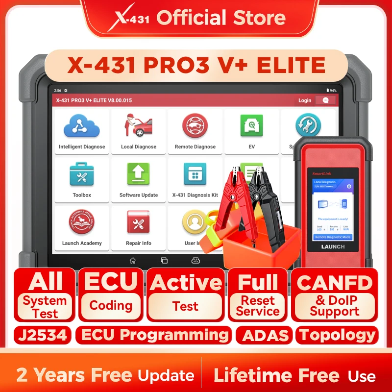 X-431 PRO3 V+ ELITE LAUNCH J2534 Программирование автомобиля Диагностический инструмент Автомобильный сканер Автосканирование Диагностики Сканирование 2-летнего бесплатного обновления