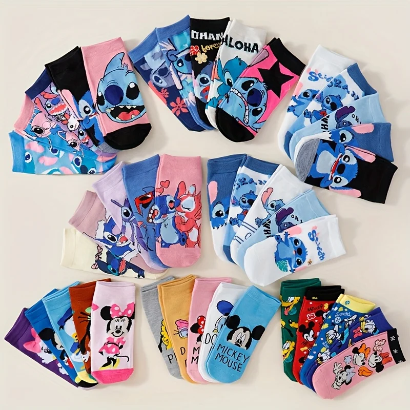 5/10/15/20 Spring/Summer Unisex Cute Cartoon Pattern Multifunctional Soft And Comfortable Casual Breathable Straight Leg Socks