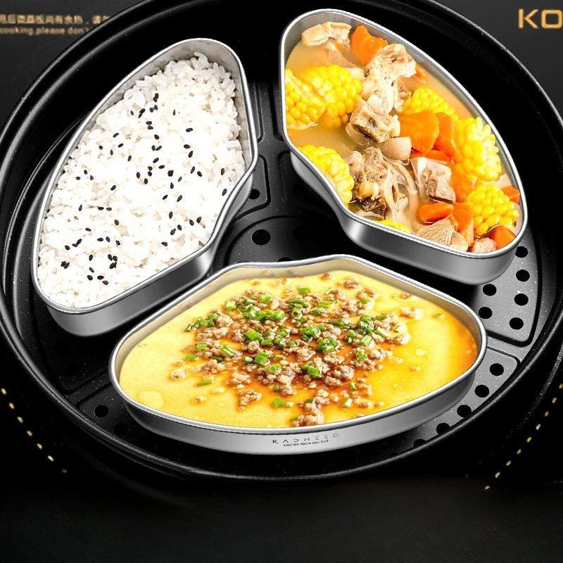

304 Stainless Steel Sector Steaming Box, Household Rice Cooker Steaming Bowl, Liquid Stew Pot, Auxiliary Food Combination Trays,