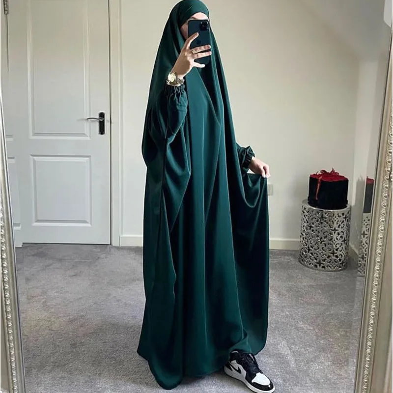 Muslim Abayas Kaftan Hooded Jilbab One-piece Prayer Ramadan Hijab Dress Women Islamic Women\'s Clothing Long Khimar