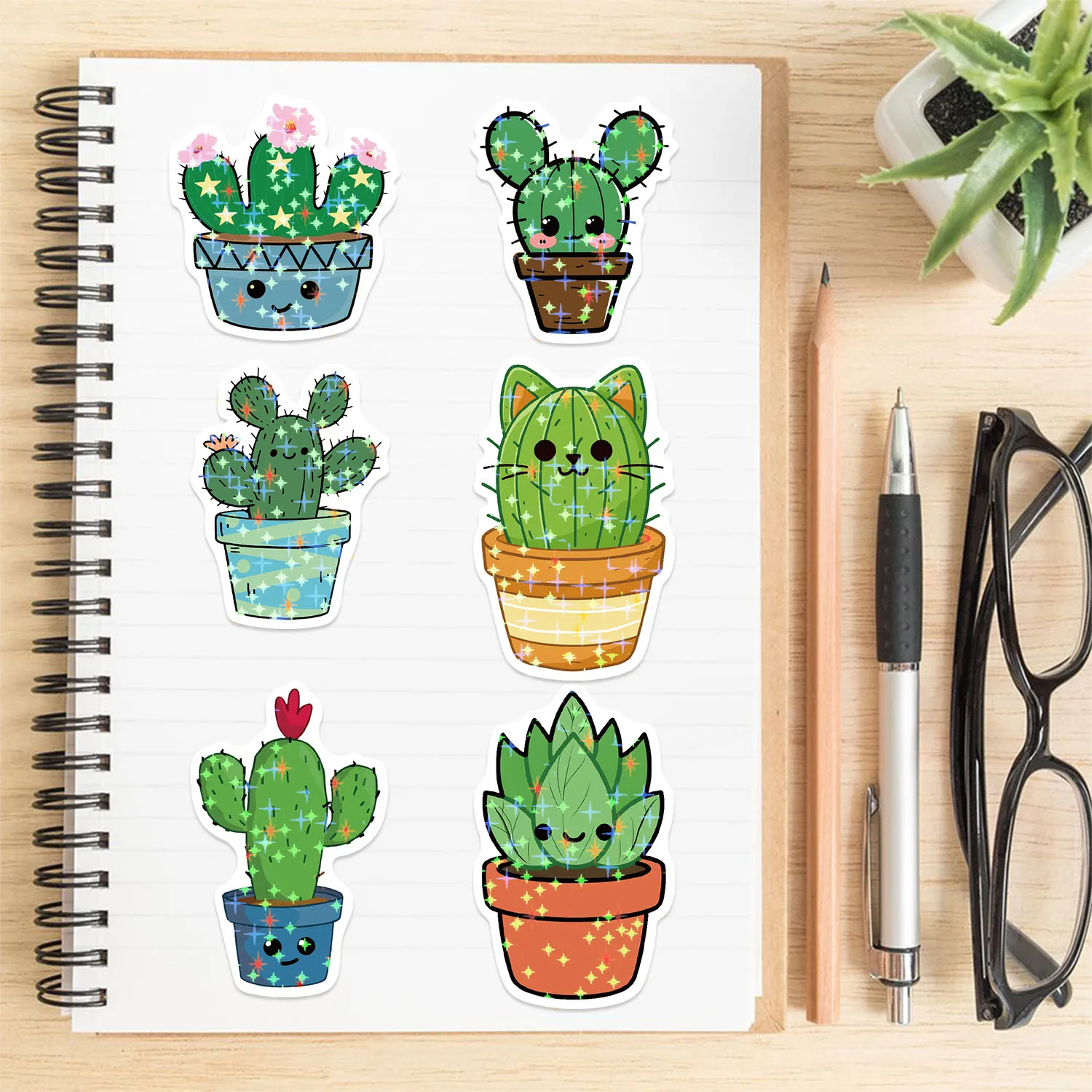 50 SZTUK Uroczych Naklejek Graffiti z Kaktusami na Zabawki Laptop Telefon Bagaż Album Scrapbook Deskorolkę Kreatywne Naklejki