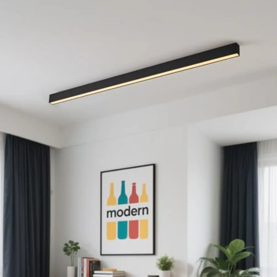 Black ceiling light LED, modern and simple, long strip ceiling surface installation, suitable for living room, bedroom, corrido view 2