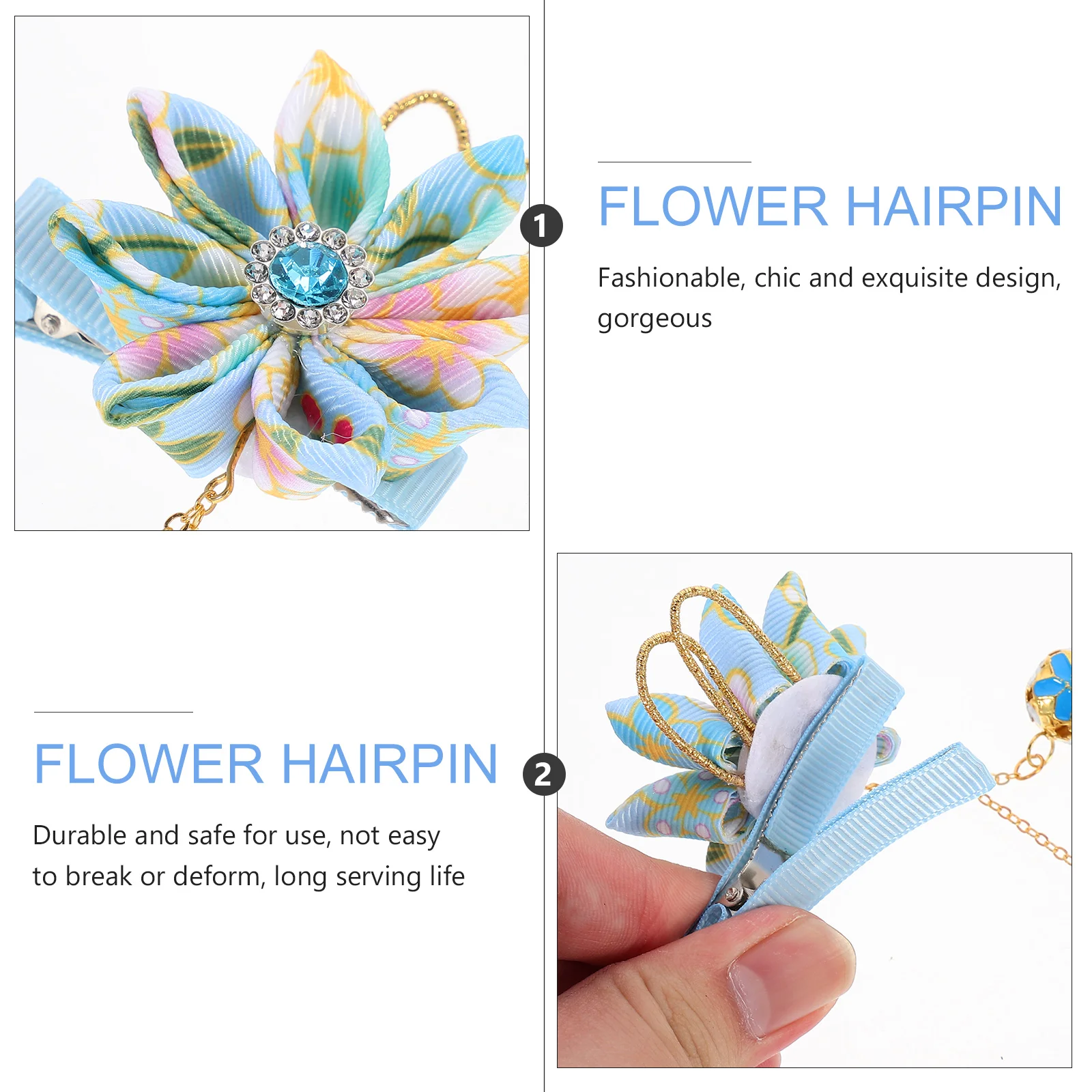 

2pcs Flower Clips Dangle Charm Barrette Retro For Baby Girls Vintage Girls Flower Barrette Chinese Kids Hair Clip Durable Tassel