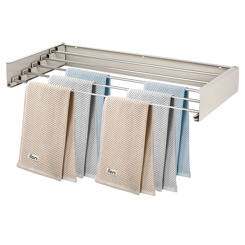 

Household Foldable Wall Mounted Clothes Towel Drying Black Towel and Bath Towel Retractable Rack Drying Rack ha
