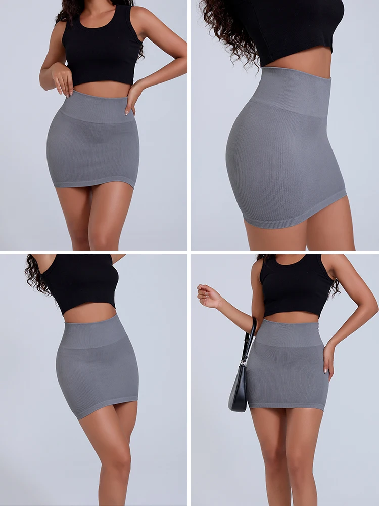 Veelzijdige korte Koreaanse rok effen kleur dunne elastische hoge taille vintage sexy slanke all-match korte rokken casual minirok NIEUW