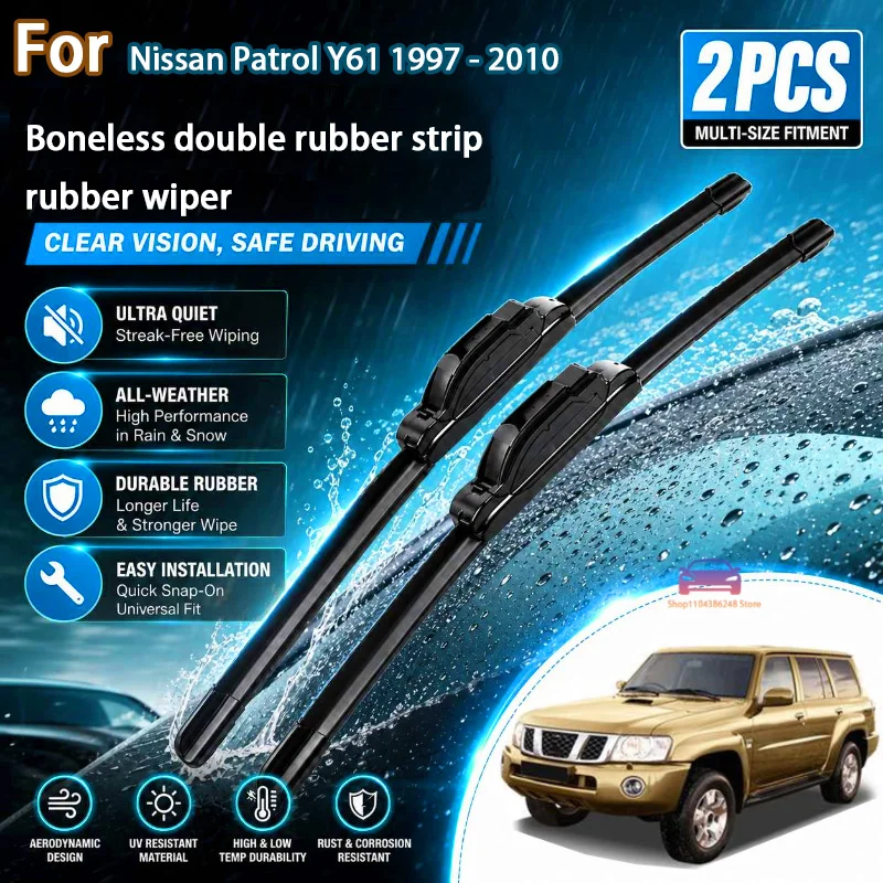 

Front Wiper Blades For Nissan Patrol Y61 1997 - 2010 Windshield Windscreen Window Car Rain Brushes 20"+19" Modification Parts