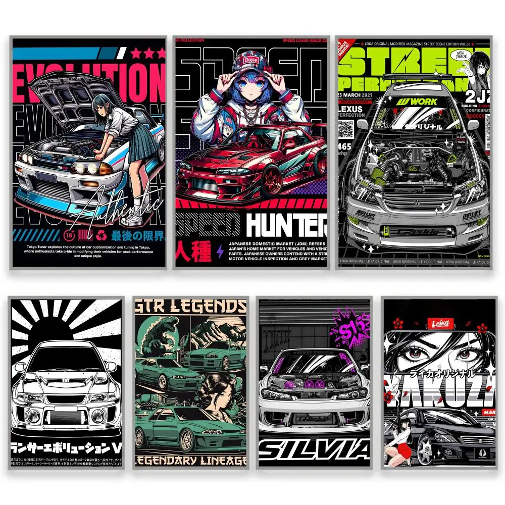 JDM Modified Racing Car Man Cave Accessories Rental Friendly Decor Creative Wall Decal Poster