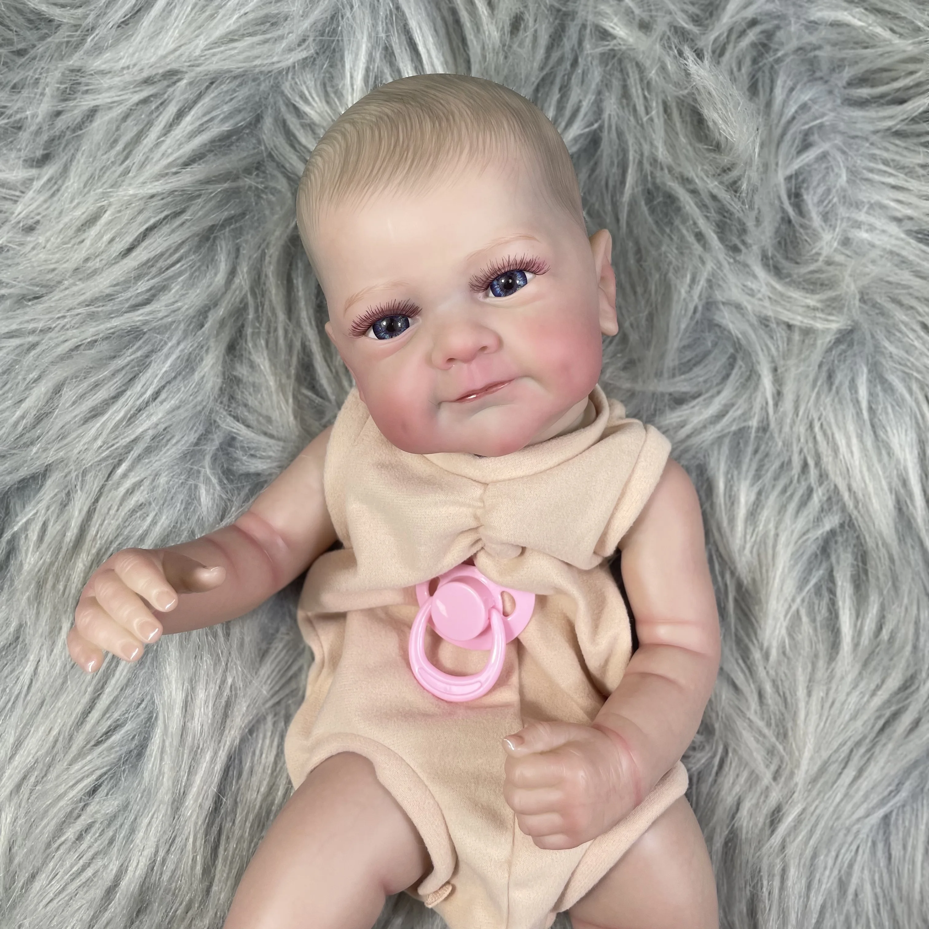 MRB 18 inch Finished Painted Reborn Doll Parts Sanya Vinyl Kit Cute Baby 3D Painting with Visible Veins Cloth Body Included