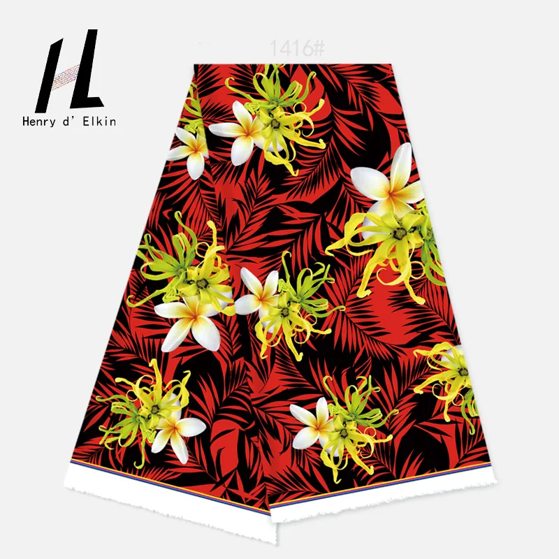 Frangipani & Ylang Ylang Floral Print Polyester Fabric for Pacific Islander Resort Style Shirt Dresses and Beachwear