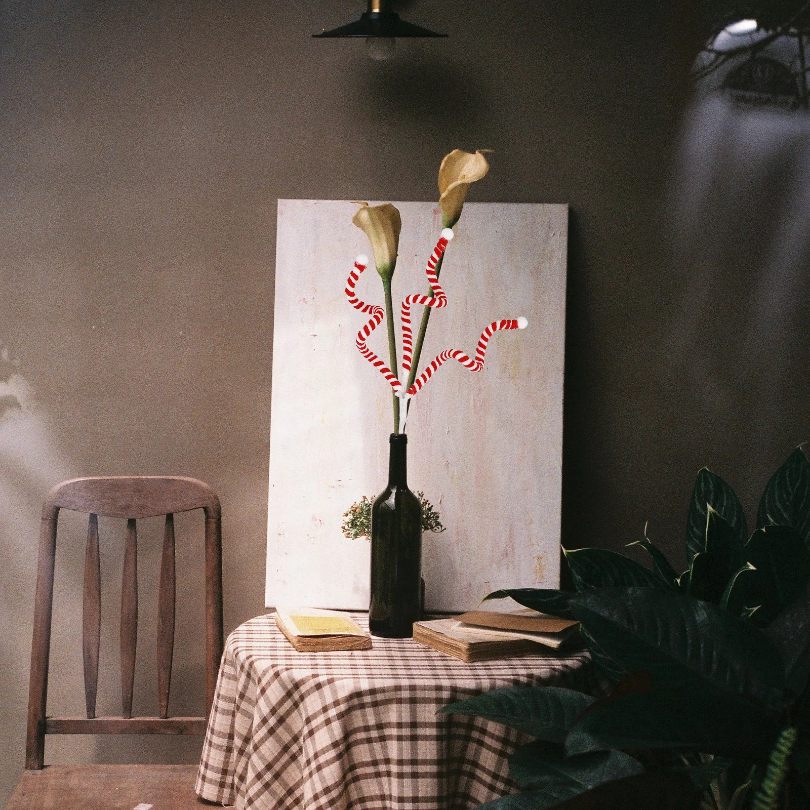 

1pcs Christmas Picks Candy Colored Artificial Red Berry Stems Flocked Pine Cones For Wreath Decor Winter Home Decor Evergreen