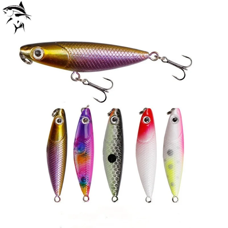 Lure Bait Minnow Object Pencil Floating Zigzag Dog 1.9g/45mm Horse Mouth White Stripe Red Eye Small Cocked Mouth False Bait