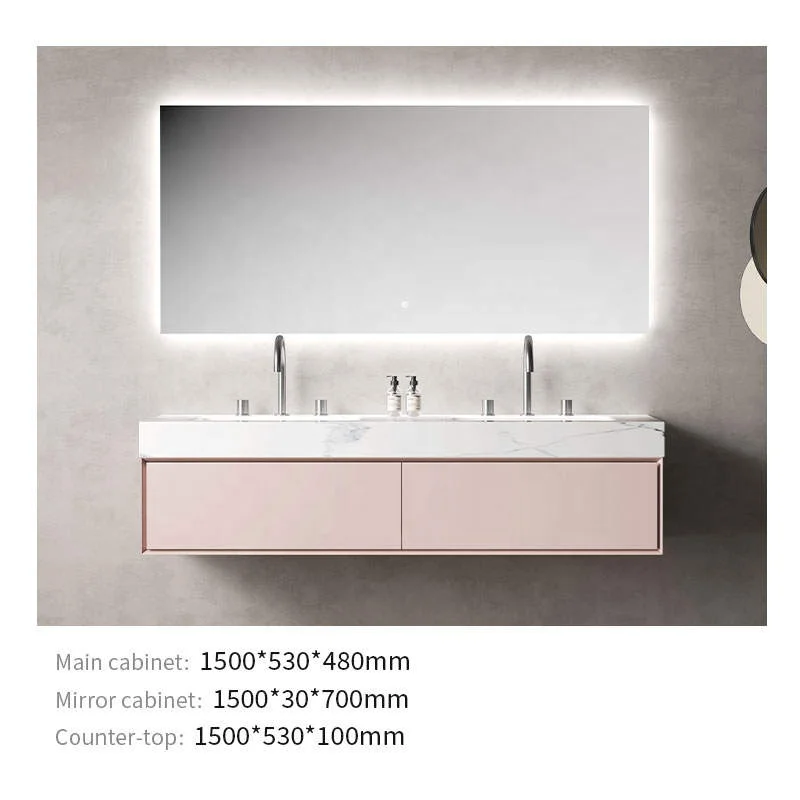 DUTRIEUXLuxury Modern Washroom Waterproof Storage 60 Inch Cabinet Floating Double Sink Bathroom Vanities