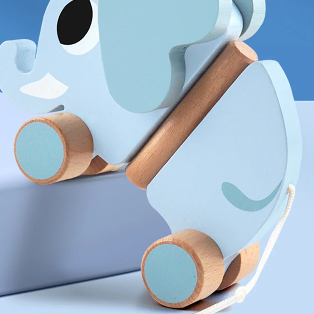 ألعاب تعليمية للسيارة على شكل فيل قابلة للسحب للأطفال الصغار، تصميم خشبي ناعم يعزز التنسيق بين اليد والعين #1