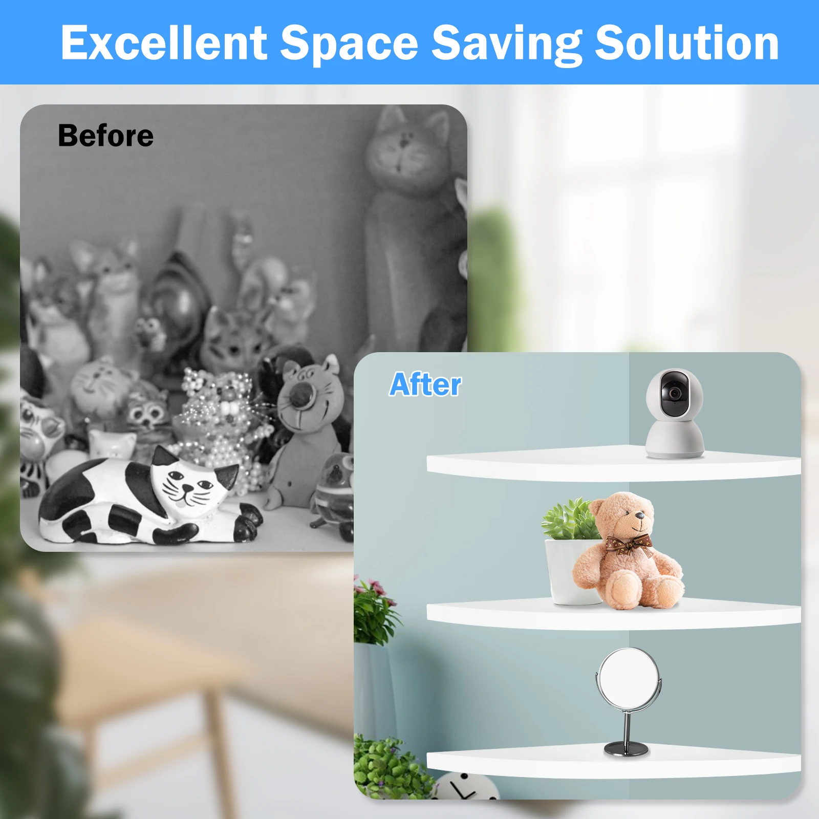 3Pcs White Corner Wall Shelves – Decorative Multipurpose Storage Rack Set 4