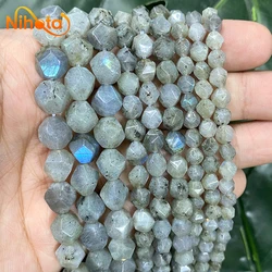 Natural Stone Faceted Gray Labradorite Loose Spacer Beads 6/8/10mm for DIY Bracelet Earrings charm Jewelry Making 14