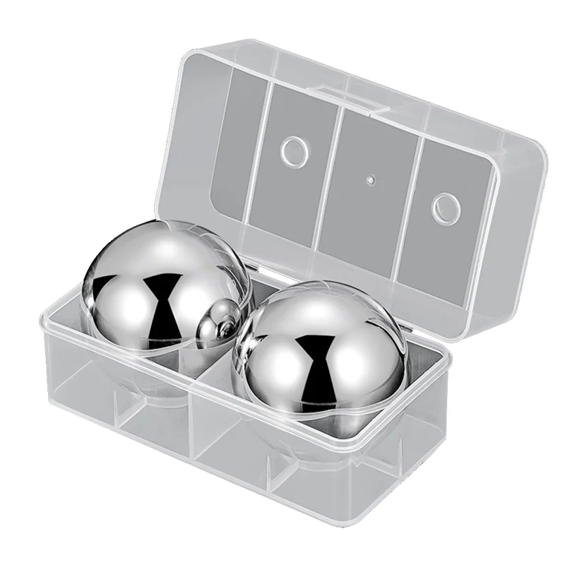 2Pcs Stainless Steel Ice Cubes Quick-freeze Ice Balls Whiskey Round Kitchen Bar Utensils