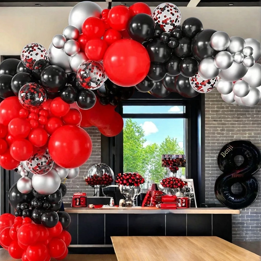 20/40pcs Black And Red Mixed Color Balloons 12inch Confetti Balloons, Wedding And Birthday Decoration Balloon Set, Anniversary D image 5