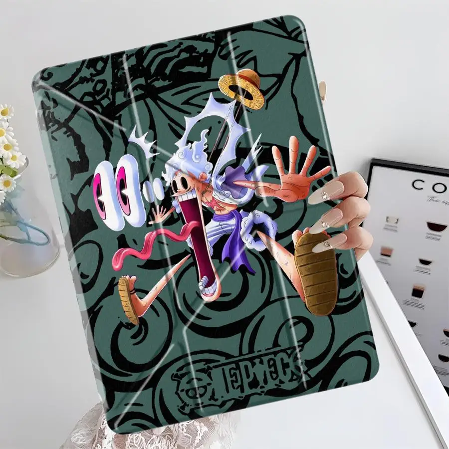 

Чехол-подставка Ones P-Piece Cool Luffy Y-Fold для планшетов iPad Mini 6, 7, Air 4, 5, M3, M2, 1, 2, M4, 11 дюймов, Pro 2025, 11-го, 10-го, 9-го поколений