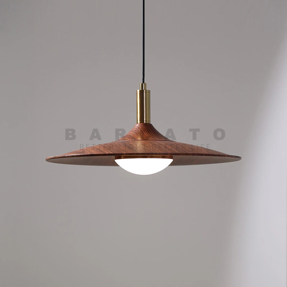Nordic LED Pendant Light Simple Walnut Wood Grain Line Pendant Light Kitchen Bar Dining Room Home Interior Decor Pendant Lamp