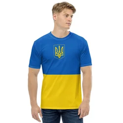 2022 Summer New Fashion Ukraine Flag Printed Mens T Shirts Oversized Loose Clothes Vintage Short Sleeve Personality Tee