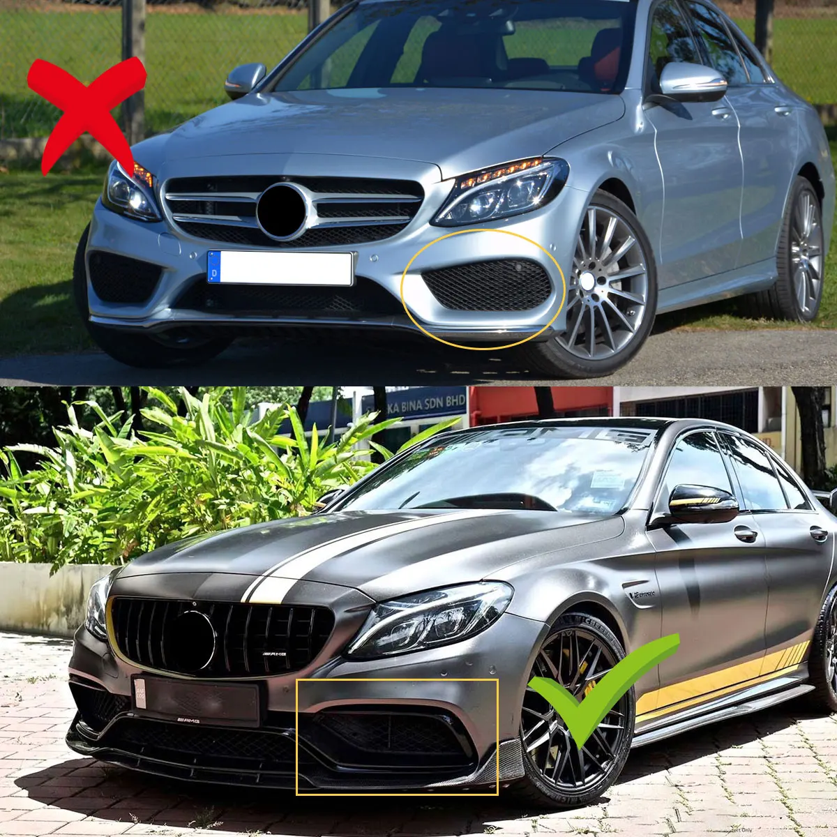 

FOR MERCEDES W205 FRONT GT STYLE GRILLE C205 A205 AMG C63 S C Class ONLY 2014 2015 2016 2017 2018 Gloss BLACK Racing Grills