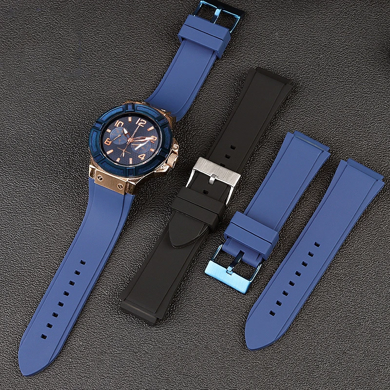 Rubber strap for Guess W0247G3 W0040G7/0040G3 watchband lug end bracelet 22mm blue black silicon bands