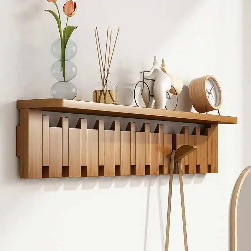 Modern Nordic Solid Wood Wall Mounted Clothes Hanger Luxury Living Bedroom Storage Rack Creative Home Furniture
