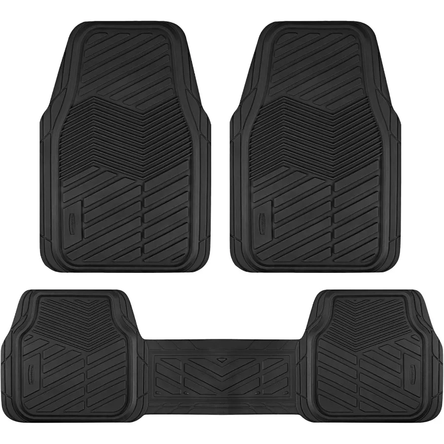 

Car Mats Full Set All Weather Car Floor Mats with Universal TrimtoFits Design for Cars SUVs Trucks and Vans Heavy Duty Protecti