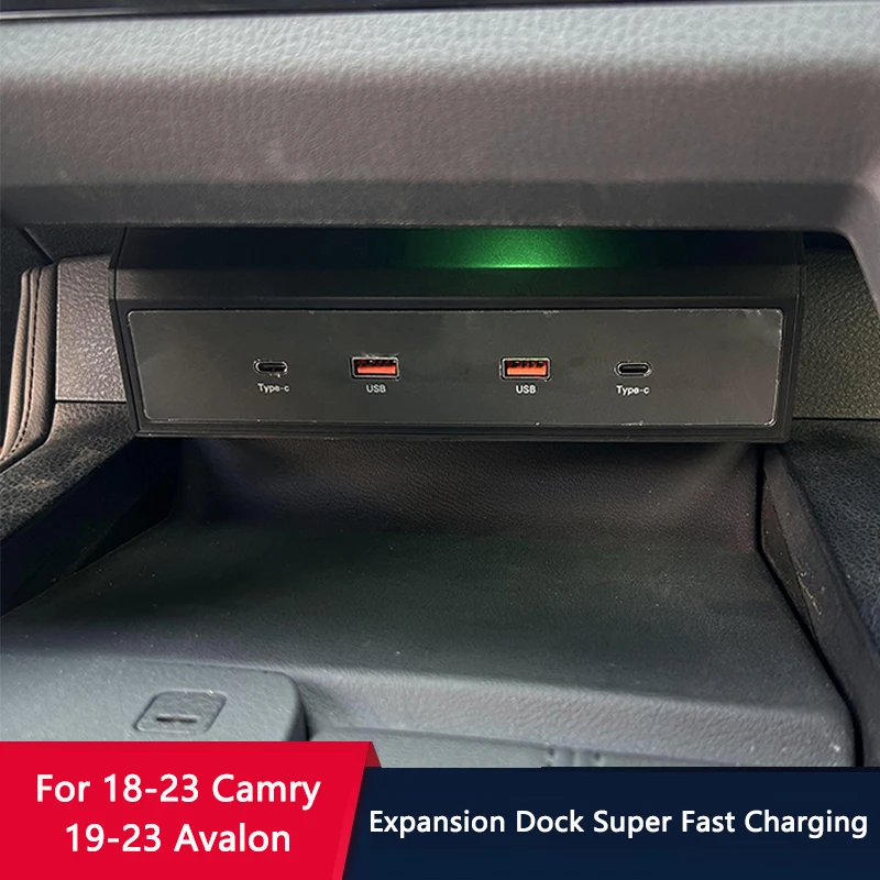 QHCP Car Expansion Dock Cigarette Lighter Fast Charging Docking Station USB Type-C Port Fits For Toyota Camry 18-23 Avalon 19-23