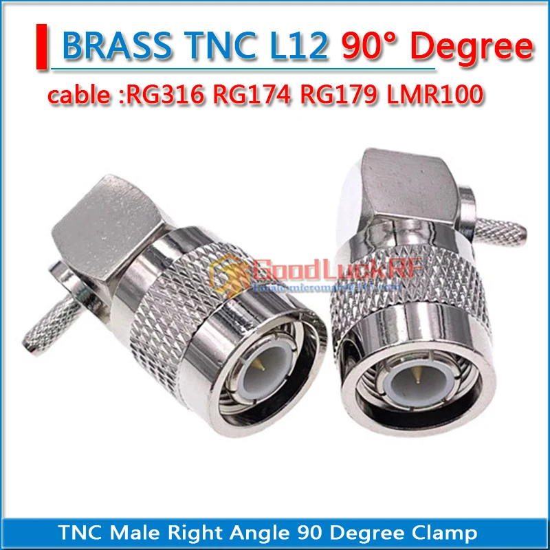 L12 TNC Male Right Angle 90 Degree Crimp RG316 RG174 RG179 LMR100 Cable Plug Nickel Plated Brass RF Coaxial Connector Adapters