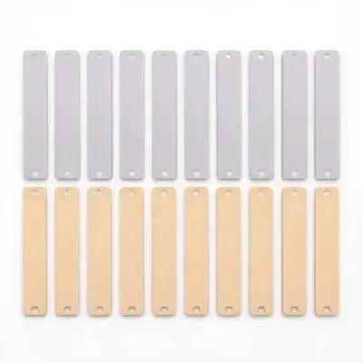 20Pcs Metal Stamping Blank Rectangular Bar Pendant for DIY Jewelry Craft Stamping Tag Horizontal Stainless Steel Charm