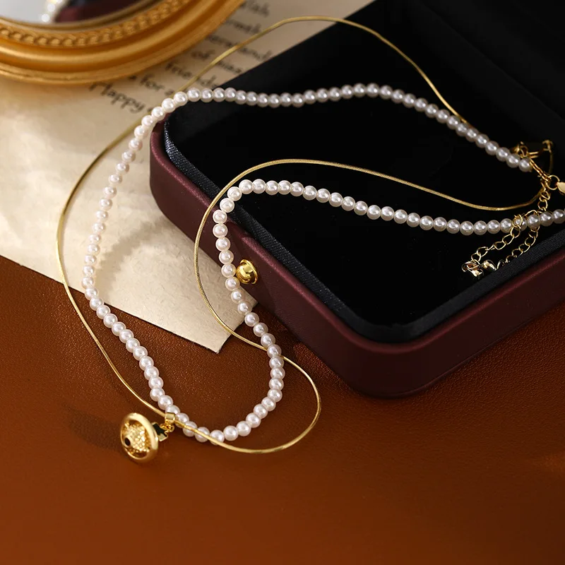 

Parisian Style Pearl Necklace – Two-Tier Y-Shape Chain with Irregular Pearls Minimalist Statement Piece Trendy Instagram Jewelry