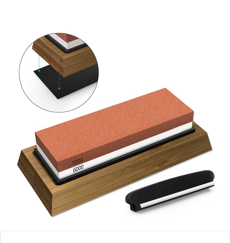 Hot Selling Kitchen Tools 1000/6000  Knife Sharping Kit Bamboo Base  Knife Sharpening Stone Japan