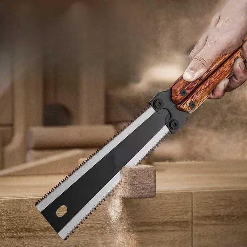 منشار قابل للطي SK5 من الفولاذ للجيب للحديقة منشار أسنان على الوجهين منشار ياباني، منشار قطع فلوش لأعمال النجارة #3