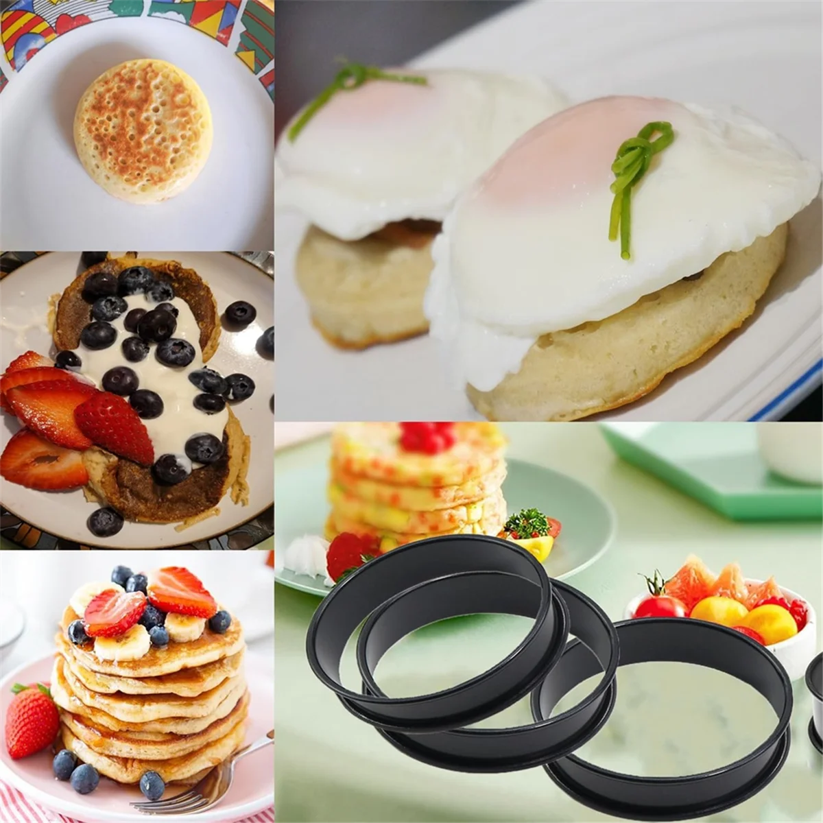 8 عبوات من حلقات المفن الإنجليزية غير اللاصقة مقاس 3.15 بوصة - حلقات تورتة مزدوجة ملفوفة من الفولاذ المقاوم للصدأ قوالب حلقية مستديرة