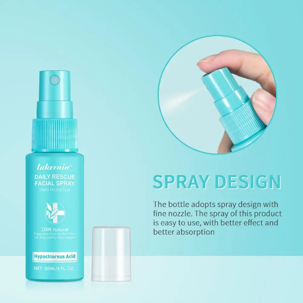 Spray facial de resgate diário para pele sensível, spray de ácido hipocloroso ajuda a reduzir o vermelhidão, toner calmante de equilíbrio de ph