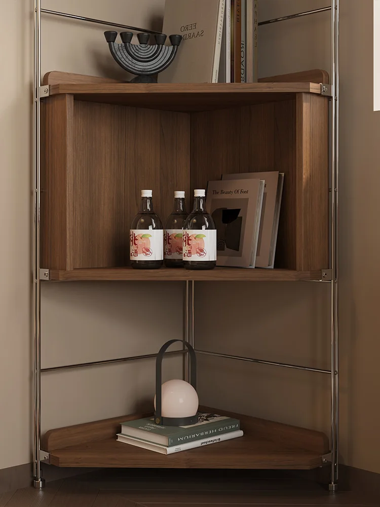 LMM vintage solid wood corner cabinet living room storage bookshelf