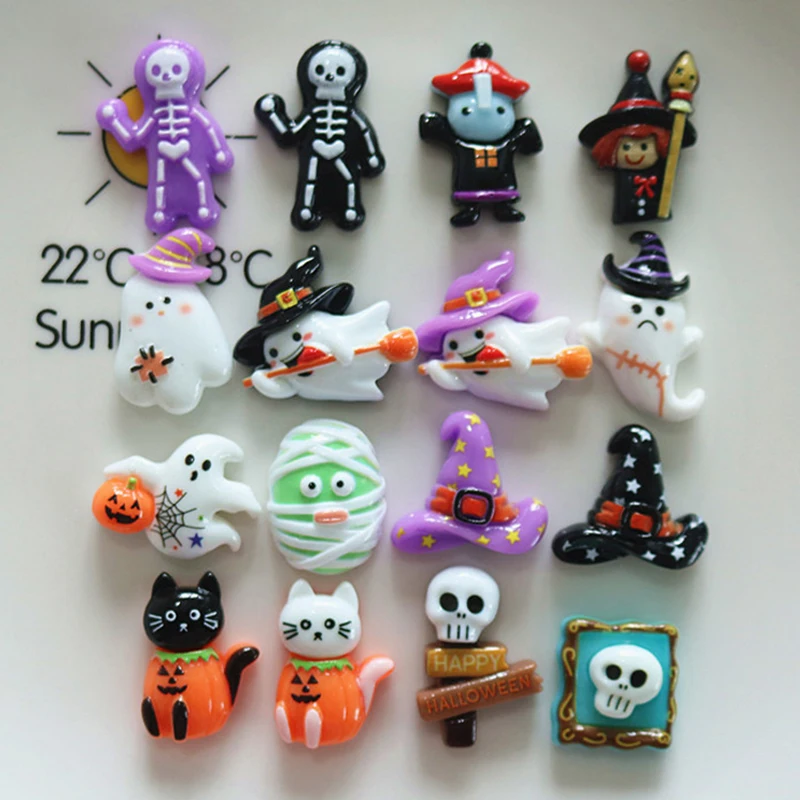 Cartoon Ghost Pumpkin Halloween Decoration 2024 Flatback Resin Cabochon Scrapbook Crafts DIY Hair Bows Accessories