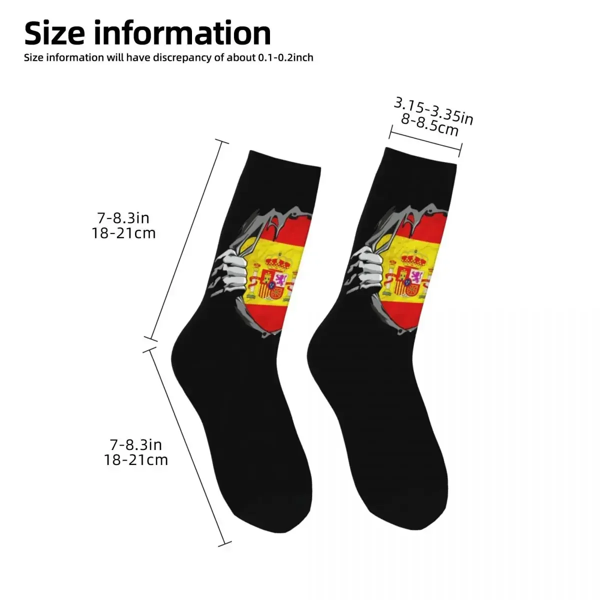 National Flag. Spain. Socks Harajuku Sweat Absorbing Stockings All Season Long Socks Accessories for Man Woman Birthday Present