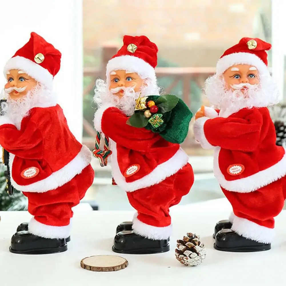 Electric Santa Claus Twerking Elderly Doll Buttock Shaking Xmas Figurine Dancing Christmas Music Toy for Christmas Party Decor