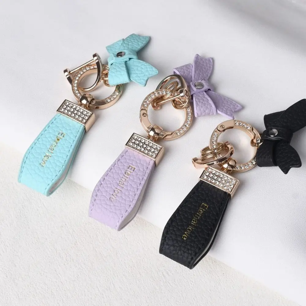 Key Holder Luxury Genuine Leather Keychain Matte Buckle Keys Organizer Leather Car Keyring Pendant Ladies Bag Fashion Decoration