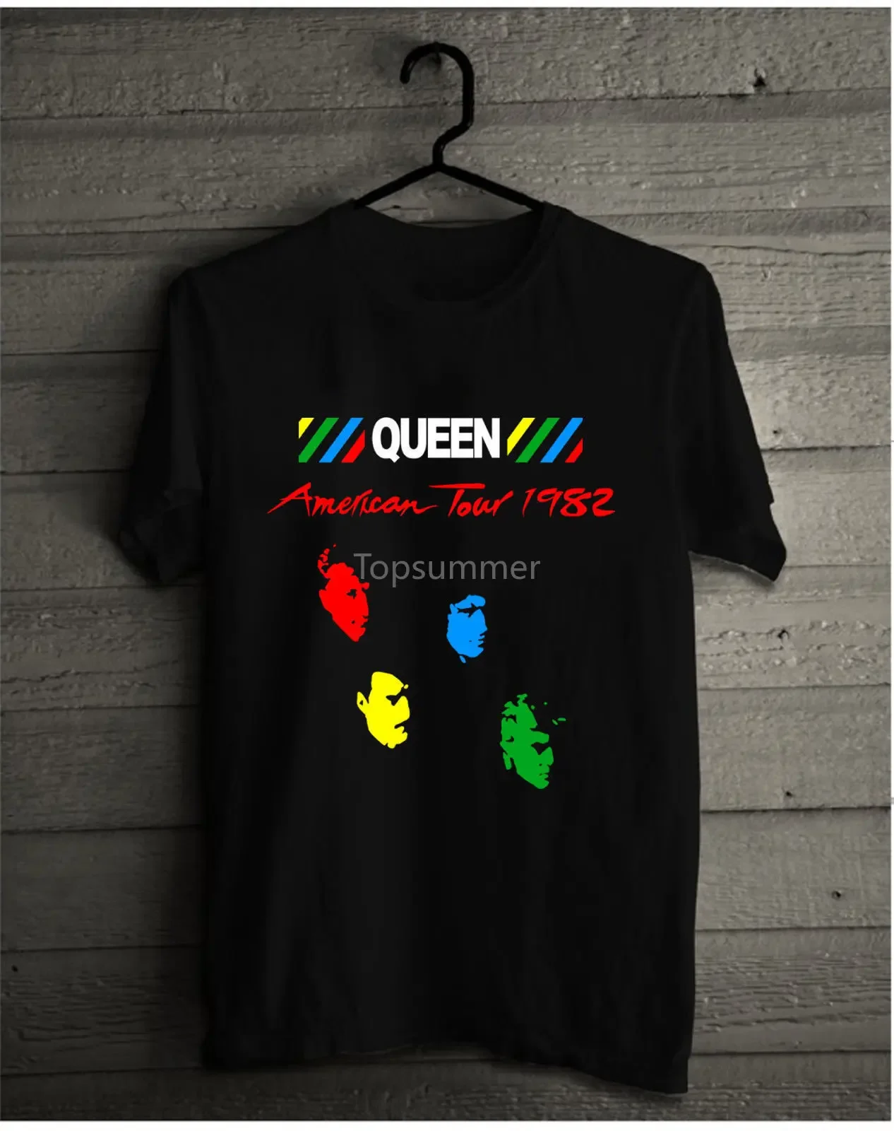 Queen Vintage T-Shirt 1982 Hot Space Tour Freddie Mercury Size S To 3Xl Printed Round Men T Shirt Cheap Price Top Tee