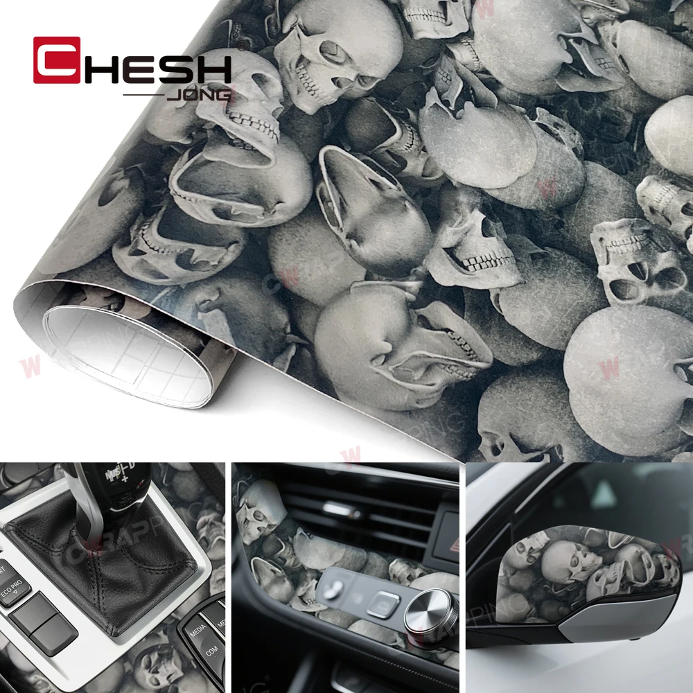 الجمجمة الفينيل التفاف فيلم هالوين الفينيل ورقة لأجسام السيارات اكسسوارات السيارات في الهواء الطلق أدوات التفاف لوازم سيارة الجسم الأفلام يلتف #3