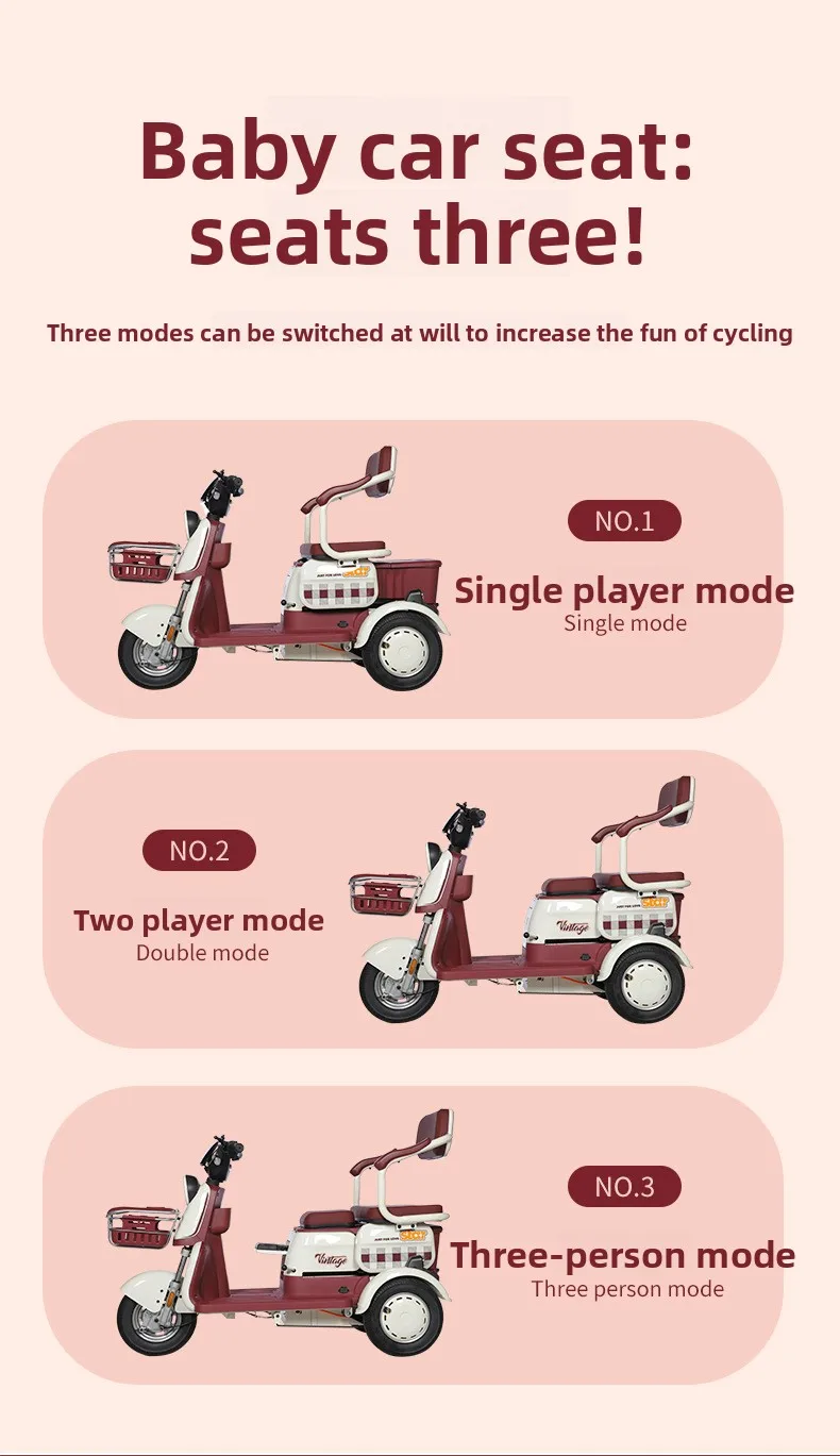 Electric Tricycle Adult Women Pick Up and Drop Off Children Household Mini Leisure Scooter Battery Car