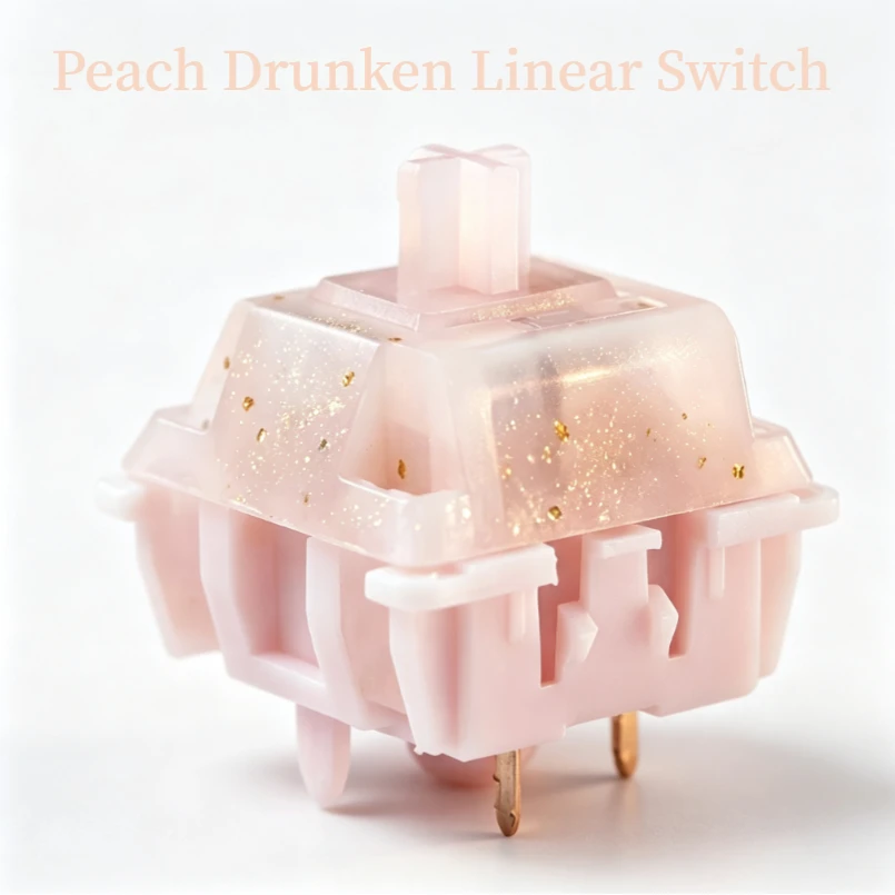 Peach Drunken Linear Switch Custom Five Foot Hot Swap Game Code Word Mist Transparent Switch for Mechanical Keyboard Accessories
