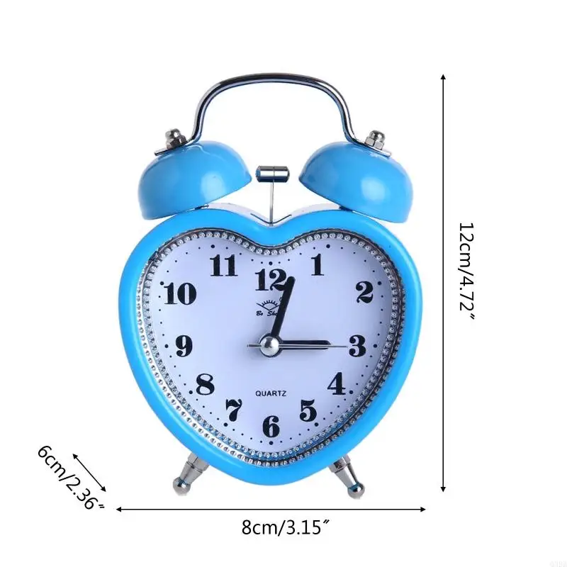 Q39B Heart Clock despertador No Ticking Silent Night Light para relojes para niños Dormitorio