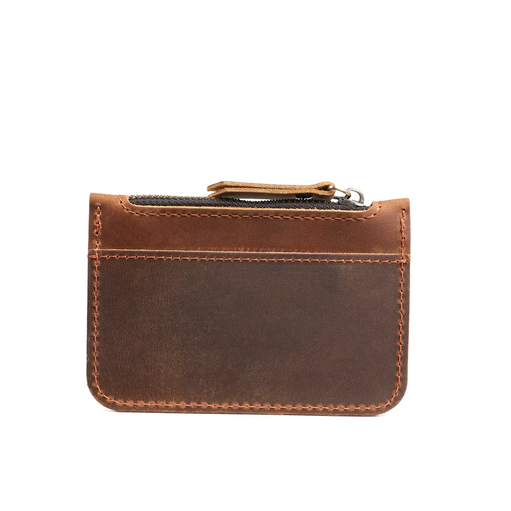 Men Genuine Leather Mini Coin Purse Men Top Layer Cowhide Wallet Women Zipper Vintage Card Bag Short Lady Wallet Small Money Bag